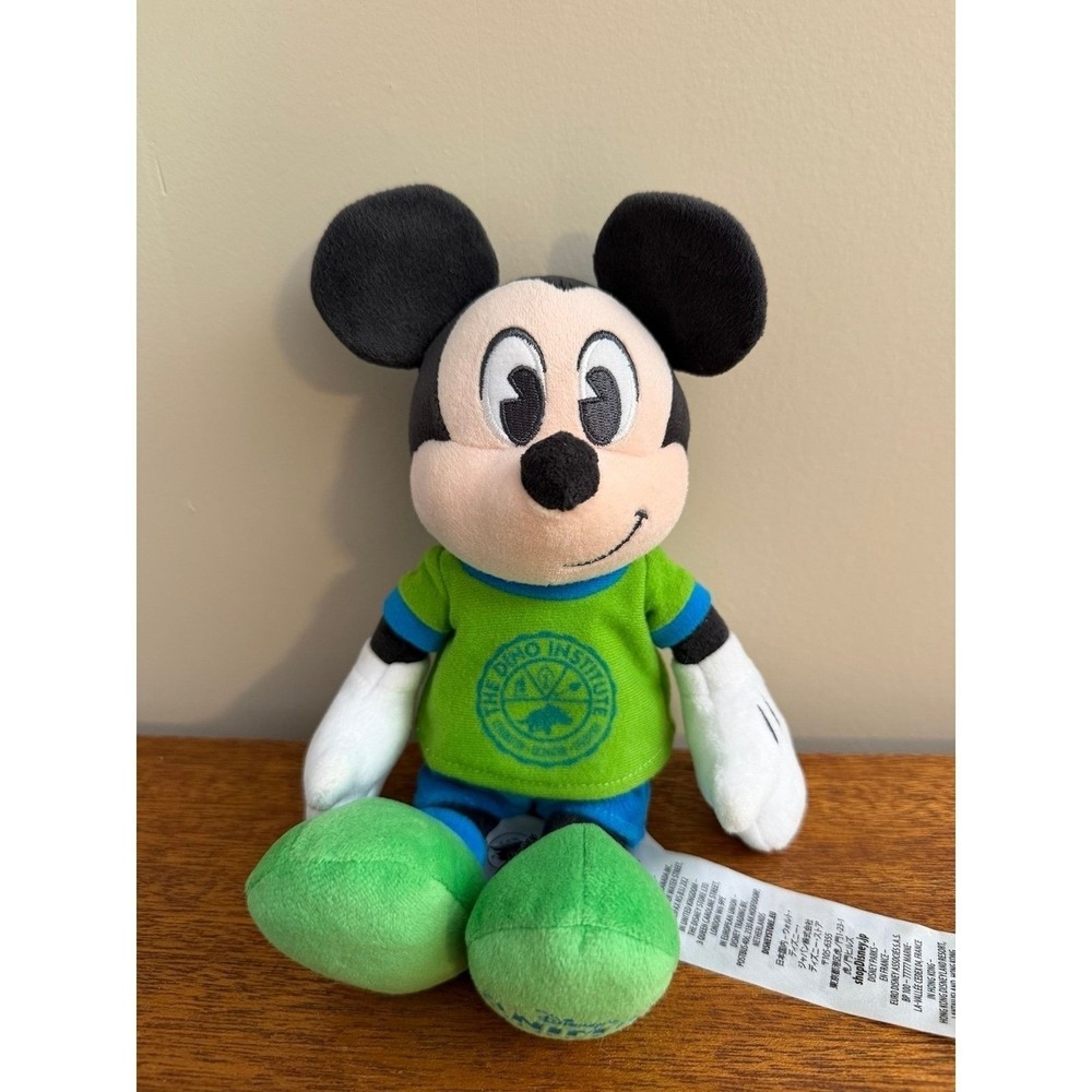 Mickey Mouse 9" Tall Dino Institute Plush Green T-shirt Disney's Animal Kingdom